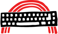 As a larger logo with a black keyboard