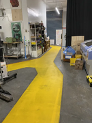 Yellow paint road, Hackitorium to front -- Accessibility and fire Safety, from Reboot24